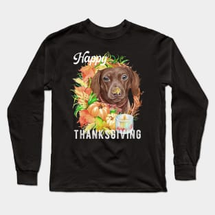 Dachshund Dog Owner Thanksgiving Celebration Harvest Theme Long Sleeve T-Shirt